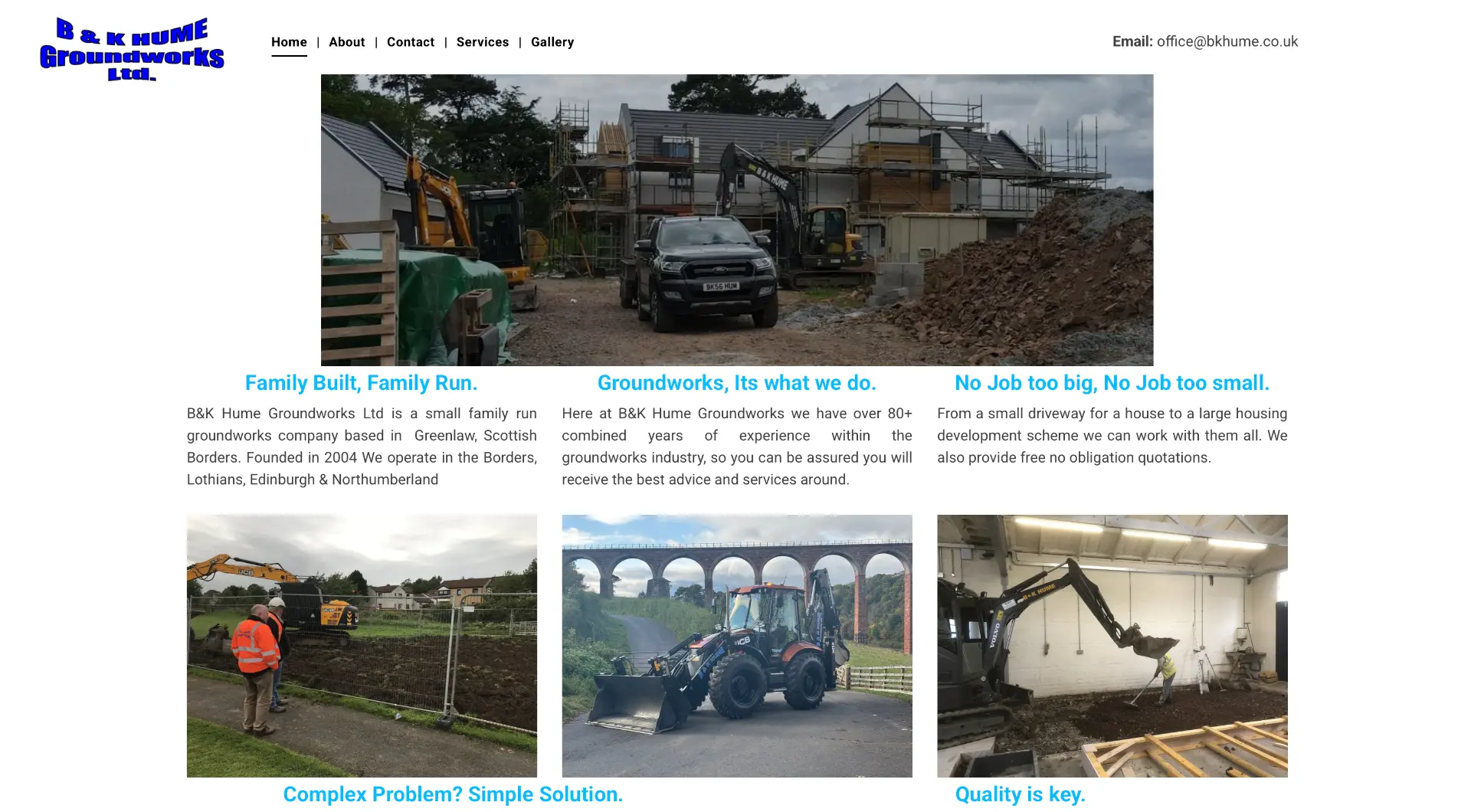 The original B&K Hume Groundworks website before our redesign